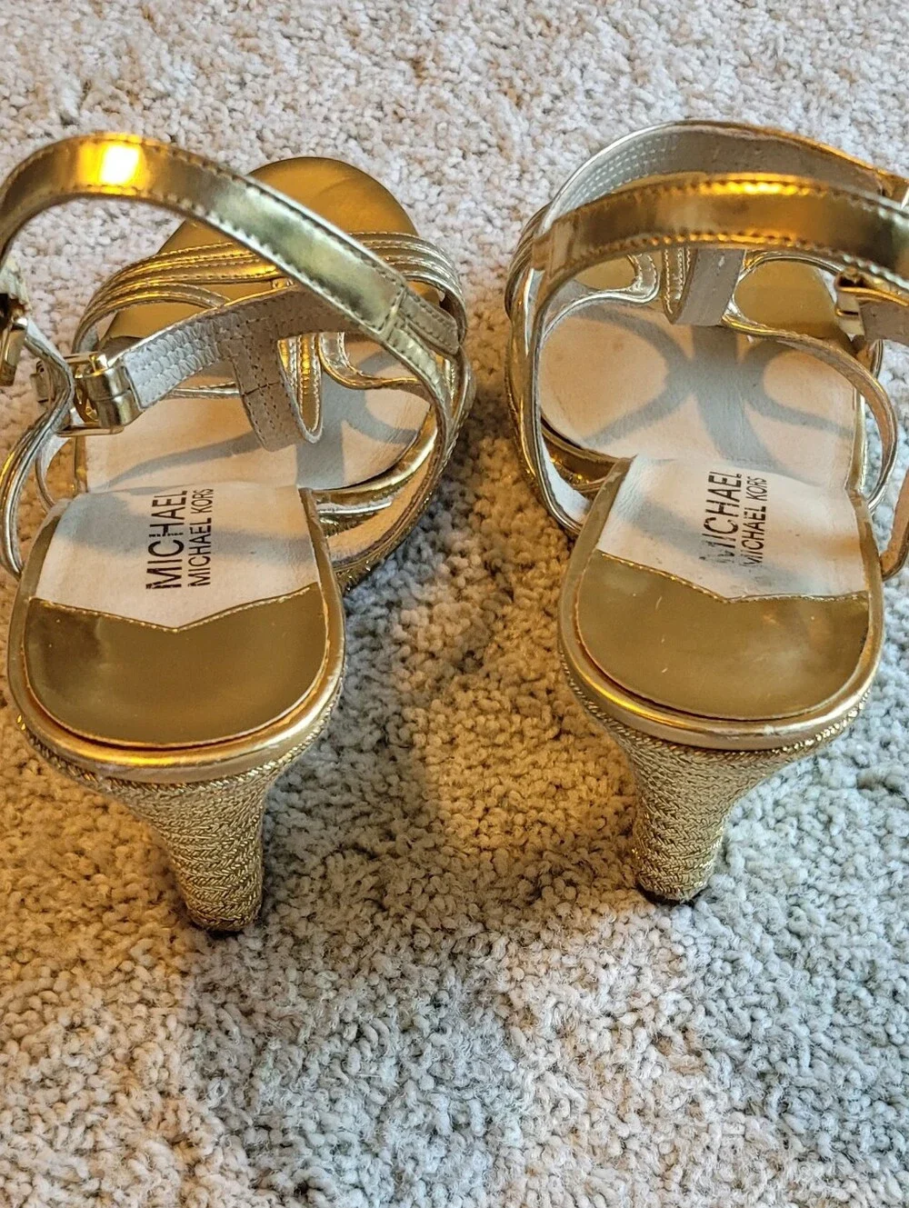 Michael Kors Lovely Gold wedges Very Good Condition Size  7 1/2